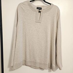 Rafaella Cream Crewneck Sweater Lightweight Knit